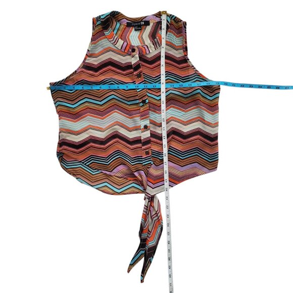 MULTI-COLOR CHEVRON PRINT FOREVER 21 TOP SMALL - Picture 7 of 8
